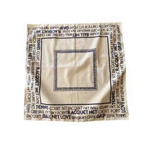 White Blue Novelty Tennis Scarf Match Court Ball Net Love Scarborough Group